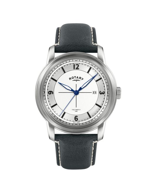 Rotary Metallic Heritage Field Ss Leather Watch for men