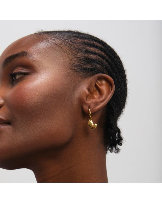 Jon Richard Metallic Plated Waterproof Heart Charm Hoop Earrings