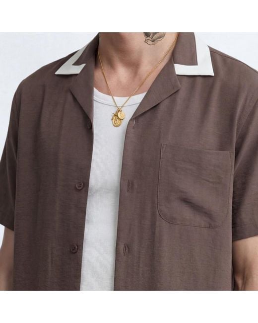 Twisted Tailor Brown Huxley Revere Cotton Shirt for men