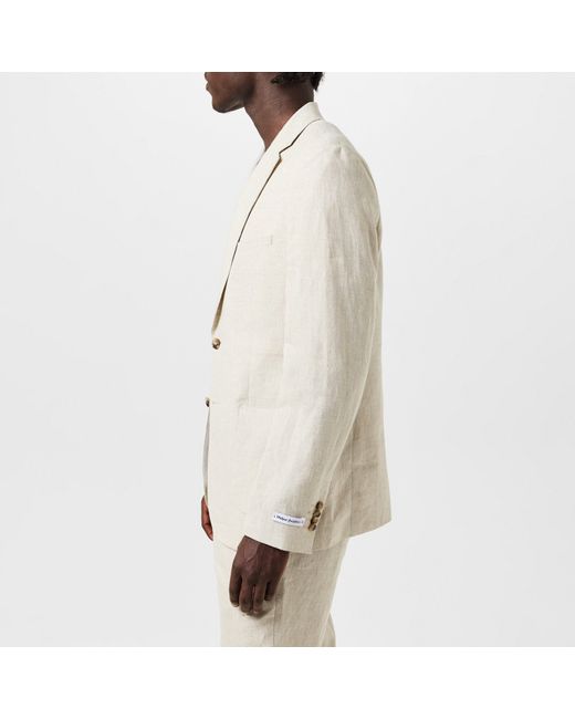 Without Prejudice Natural Frith Slim Fit Linen Jacket for men