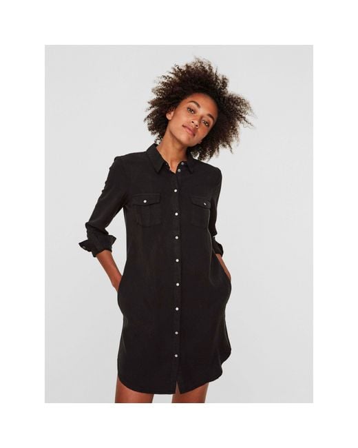 Vero Moda Blue Sigga Long Sleeve Shirt Dress