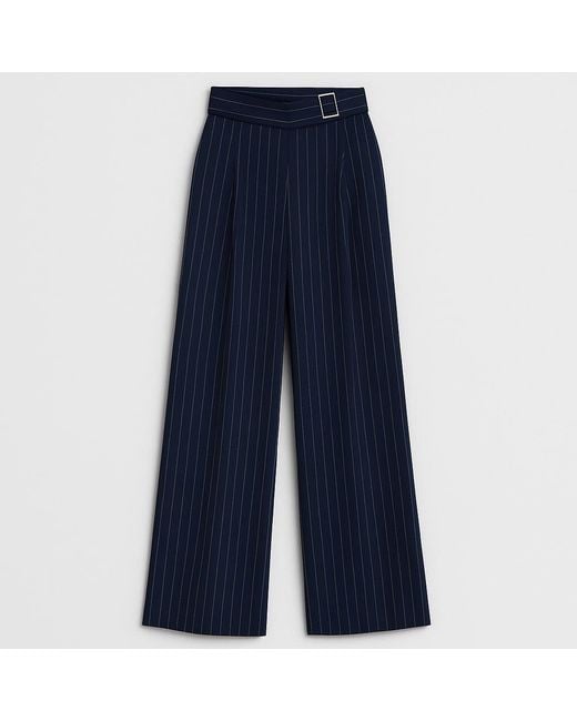 I Saw It First Blue Pinstripe Wide Leg Trouser