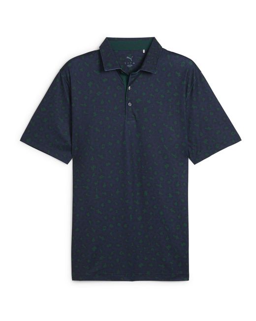 PUMA Blue Cloudspun Rosette Short Sleeve Performance Polo Shirt for men