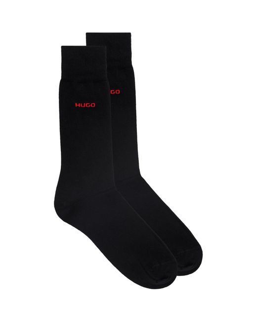 HUGO Black 2 Pack Small Logo Crew Socks for men