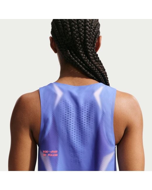 Nike Blue Aeroswift Dri-Fit Adv Cropped Running Tank Top