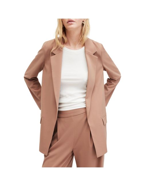 AllSaints Brown Aleida Tri-Fold Tailored Blazer