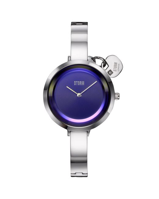 Storm Blue Mera Siver Lazer Stainless Steel Quartz Watch
