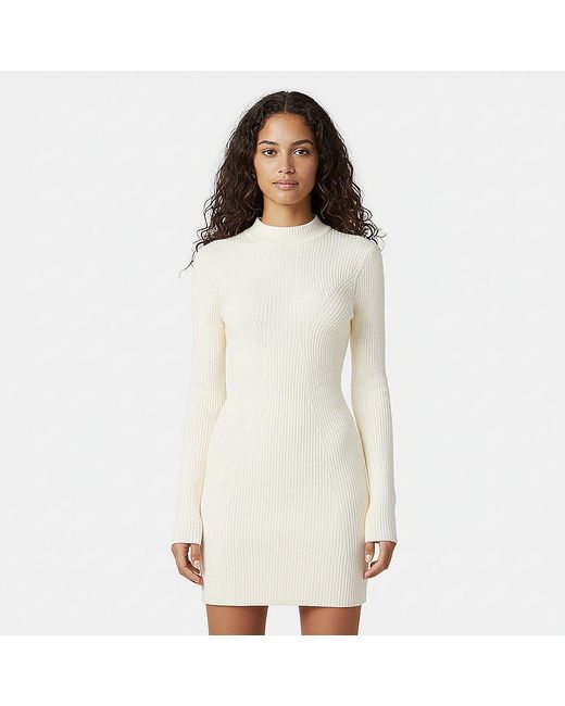 jack wills knit dress Rib Contour Knitted Jumper in White Faux Silk