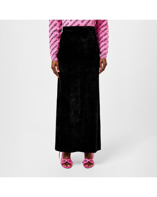 Balenciaga Black Velvet Maxi Skirt