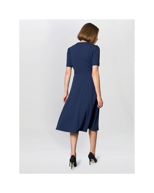 Gina Bacconi Blue Mel Printed Sleeveless Midi Dress