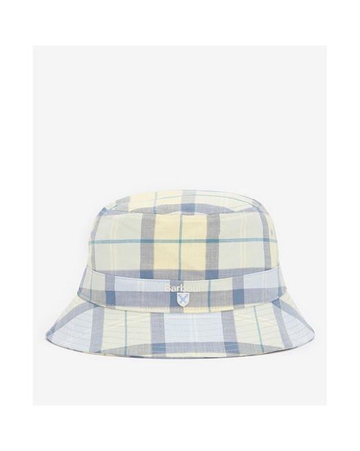 Barbour White Tartan Bucket Hat for men