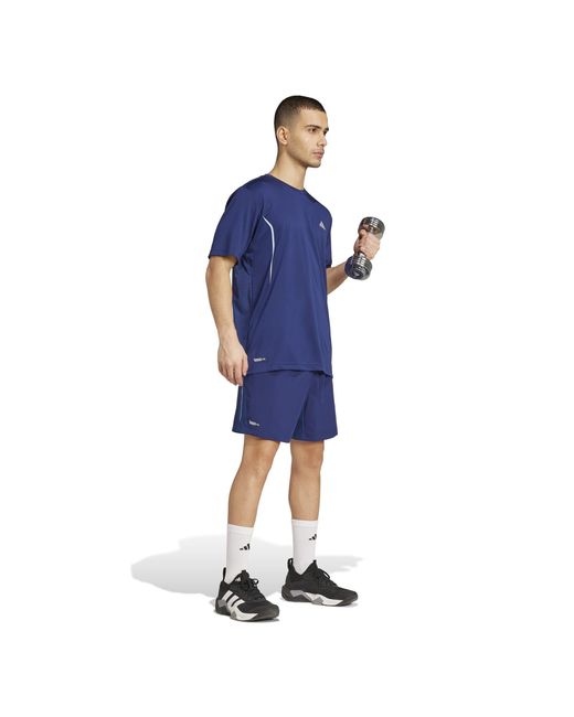 Adidas Blue Tech App Short-Sleeve Performance Gym Top for men