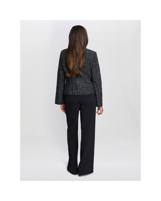 Gina Bacconi Blue Alisson Tweed Knitted Button Front Jacket
