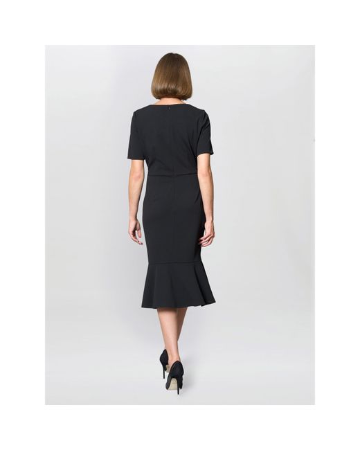 Gina Bacconi Black Kiara V Neck Twist Midi Dress