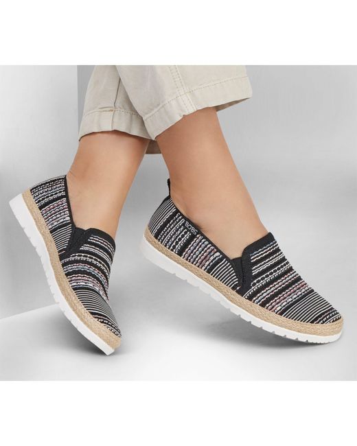 Skechers Black Engineered Woven Twin Gore Slip On Espadrilles