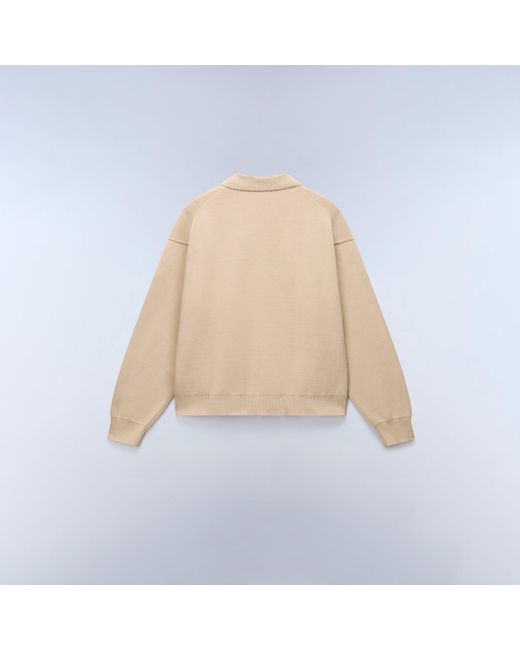Napapijri Natural Optical Full Zip Crew Neck Jumper for men