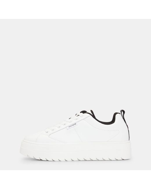 HUGO White Lyssa Tenn Platform Trainers