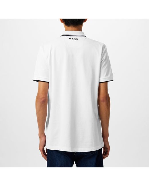 Boss White Paddy Pro Premium Cotton Polo Shirt for men
