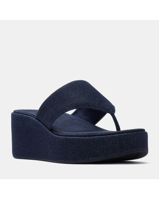 Fitflop Blue Platfforms Denim Wedge Toe-Post Sandals
