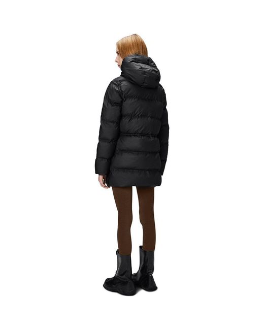 Rains Black Alta Water-Resistant Insulated Long Puffer Jacket