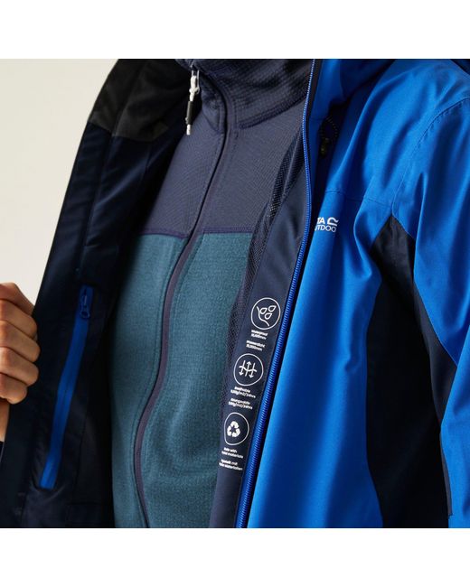 Regatta Blue Birchdale Ii Isotex 15000 Breathable Long Sleeve Waterproof Jacket for men