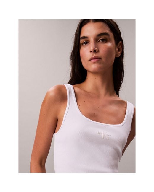 Calvin Klein White Ckj Mono Scoop Vest