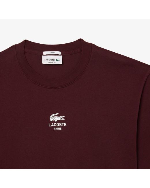 Lacoste Red Signature Print Cotton T-Shirt for men