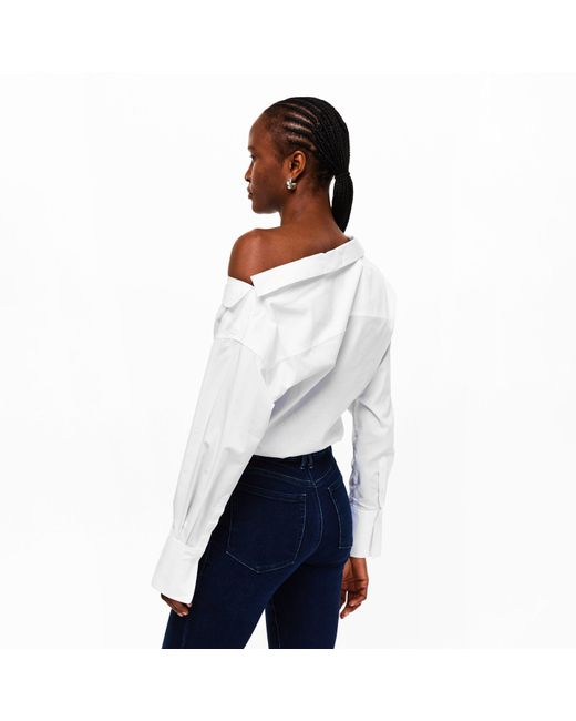 GOOD AMERICAN White Poplin Bodysuit