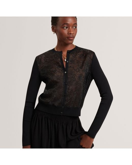 Ted Baker Black Lace Front Cardigan