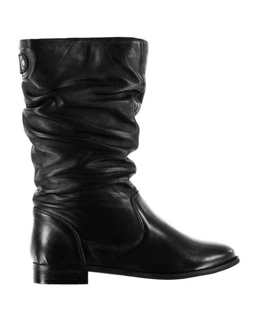 Linea Black Ruched Calf Boots