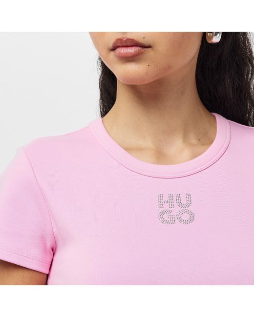 HUGO Pink Delanor Cropped T-shirt