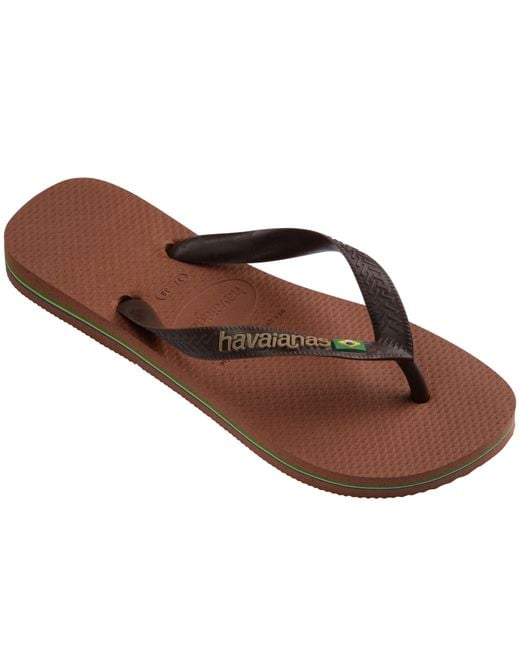Havaianas Brown Brasil Logo Flip Flops