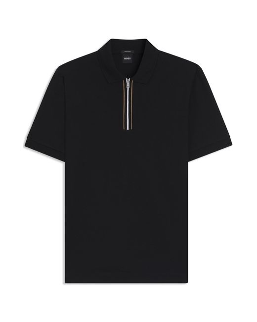 Boss Black Hbb Paras Quarter Zip Cotton Short Sleeve Polo Shirt for men