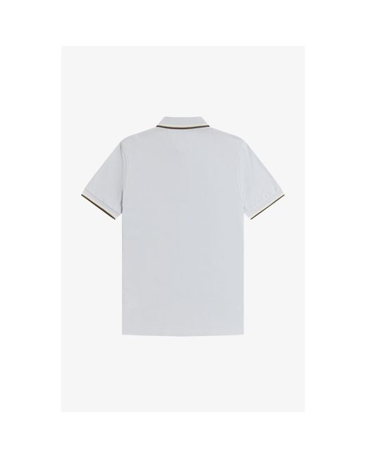Fred Perry White Short Sleeve Twin Tipped Polo Shirt for men