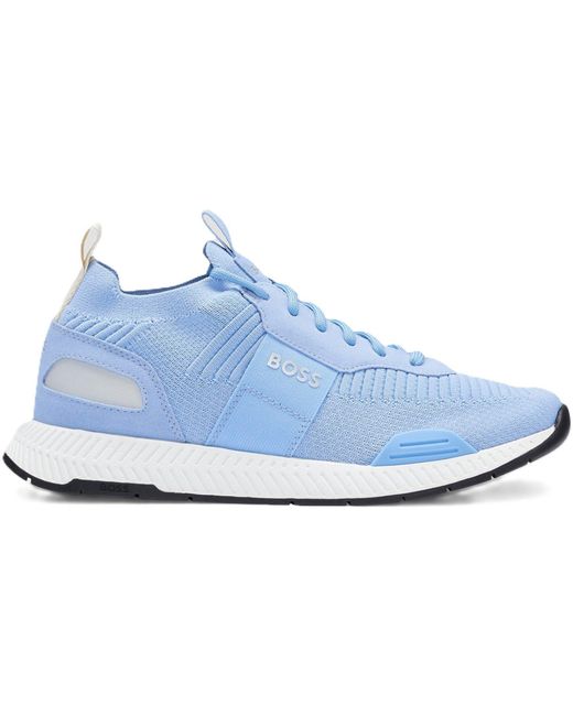 Boss Blue Titanium Knit Trainers, Comfortable Design for men