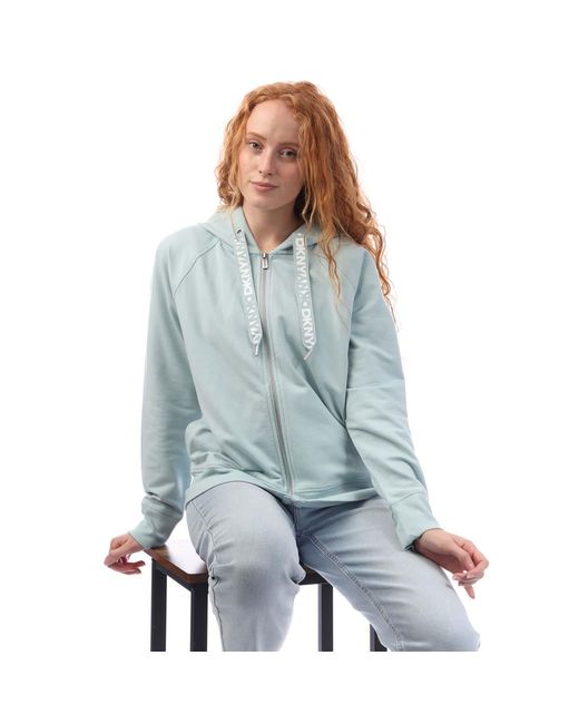 DKNY Blue Two Tone Logo Zip Sweat Jacket