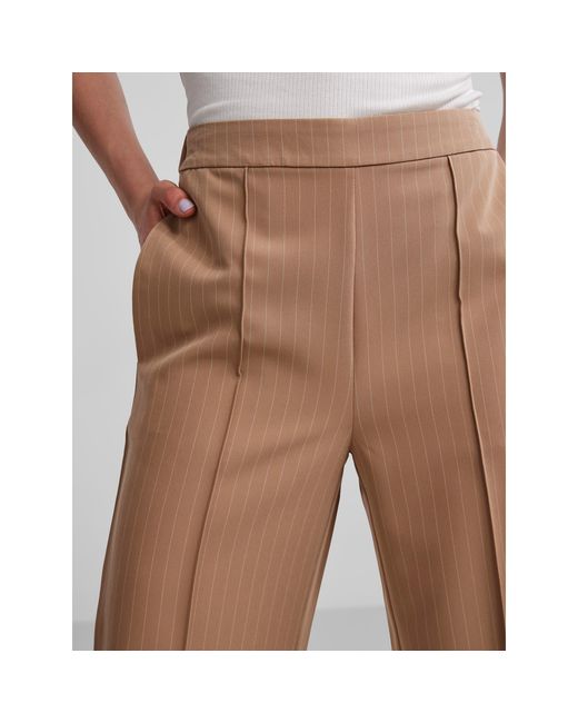 Pieces Brown High Waist Wide Straight Leg Trouser