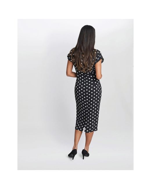 Gina Bacconi Black Jemima Spot Print Satin Dress