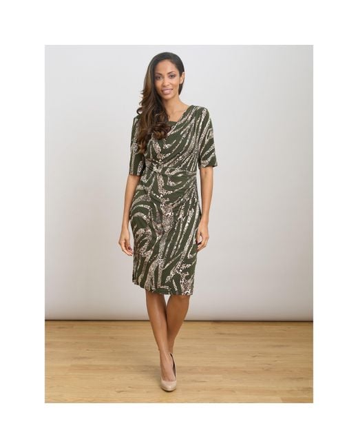 Gina Bacconi Green Hettie Animal Print Jersey Dress