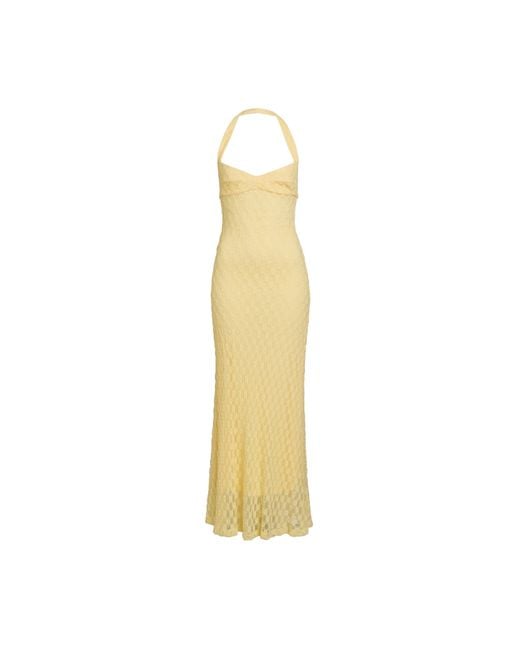 Bardot Metallic Mariko Halter Neck Cotton Fitted Midi Dress