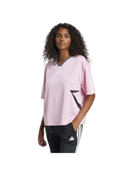 Adidas Pink Tiro Cut 3-Stripes Colorblock Boyfriend T-Shirt