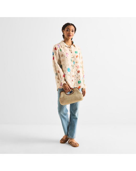 Never Fully Dressed White Shell Geanie Shell Pattern Long Sleeve Shirt
