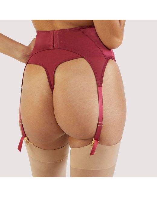 Playful Promises Red Etta Mesh & Satin Suspender Belt