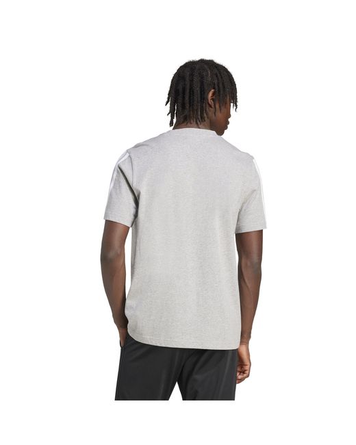 Adidas Gray Essentials 3-Stripes T-Shirt for men