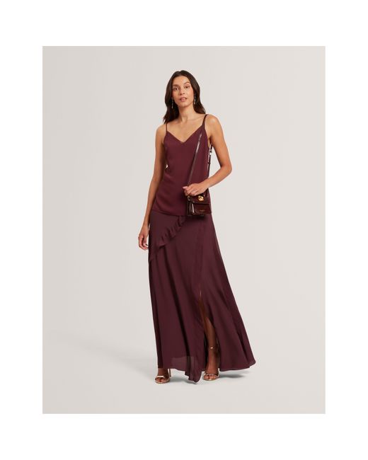 Ted Baker Purple Frill Maxi Skirt