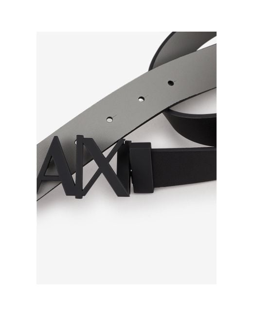 ARMANI EXCHANGE White Cut Out Logo Leather Belt for men