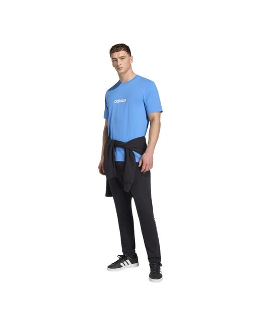 Adidas Blue Essentials Single Jersey Logo T-Shirt for men