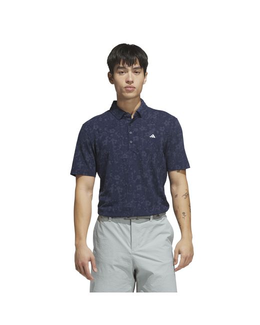 Adidas Blue Short-Sleeve Print Polo Shirt for men