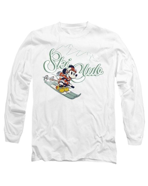 Disney White Minnie Mouse Ski Club Long Sleeve T-Shirt for men