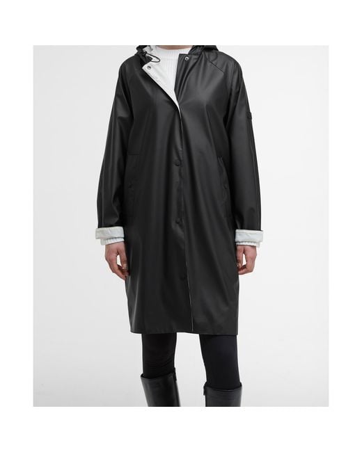 Barbour Black Recoleta Hooded Long Sleeve Knee Length Rain Anorak